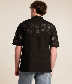 Sunset x Vine Crochet Shirt Black Hot