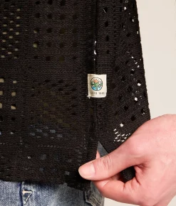 Sunset x Vine Crochet Shirt Black Hot