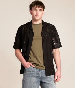 Sunset x Vine Crochet Shirt Black Hot
