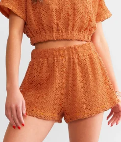 Bottoms|Shorts | Hyfve Crochet Short Light Orange