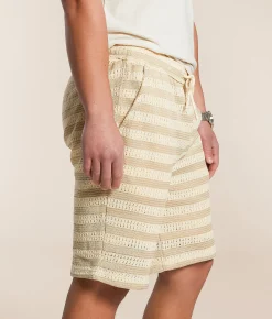 Fried Waters Crochet Striped Short Ecru Sand Sale