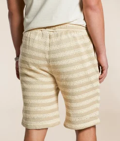 Fried Waters Crochet Striped Short Ecru Sand Sale