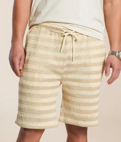 Fried Waters Crochet Striped Short Ecru Sand Sale