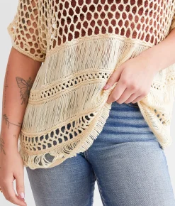 Daytrip Crochet Sweater Cream Sale