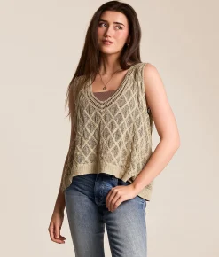 Tops | POL Crochet Sweater Tank Taupe