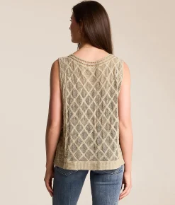 Tops | POL Crochet Sweater Tank Taupe