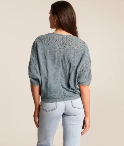 POL Crochet Top Grey Clearance