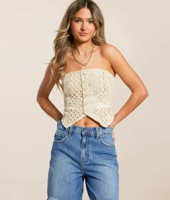 Tops | Miss Me Crochet Tube Top Natural