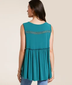 Tops | POL Crochet Tunic Tank Top Evergreen