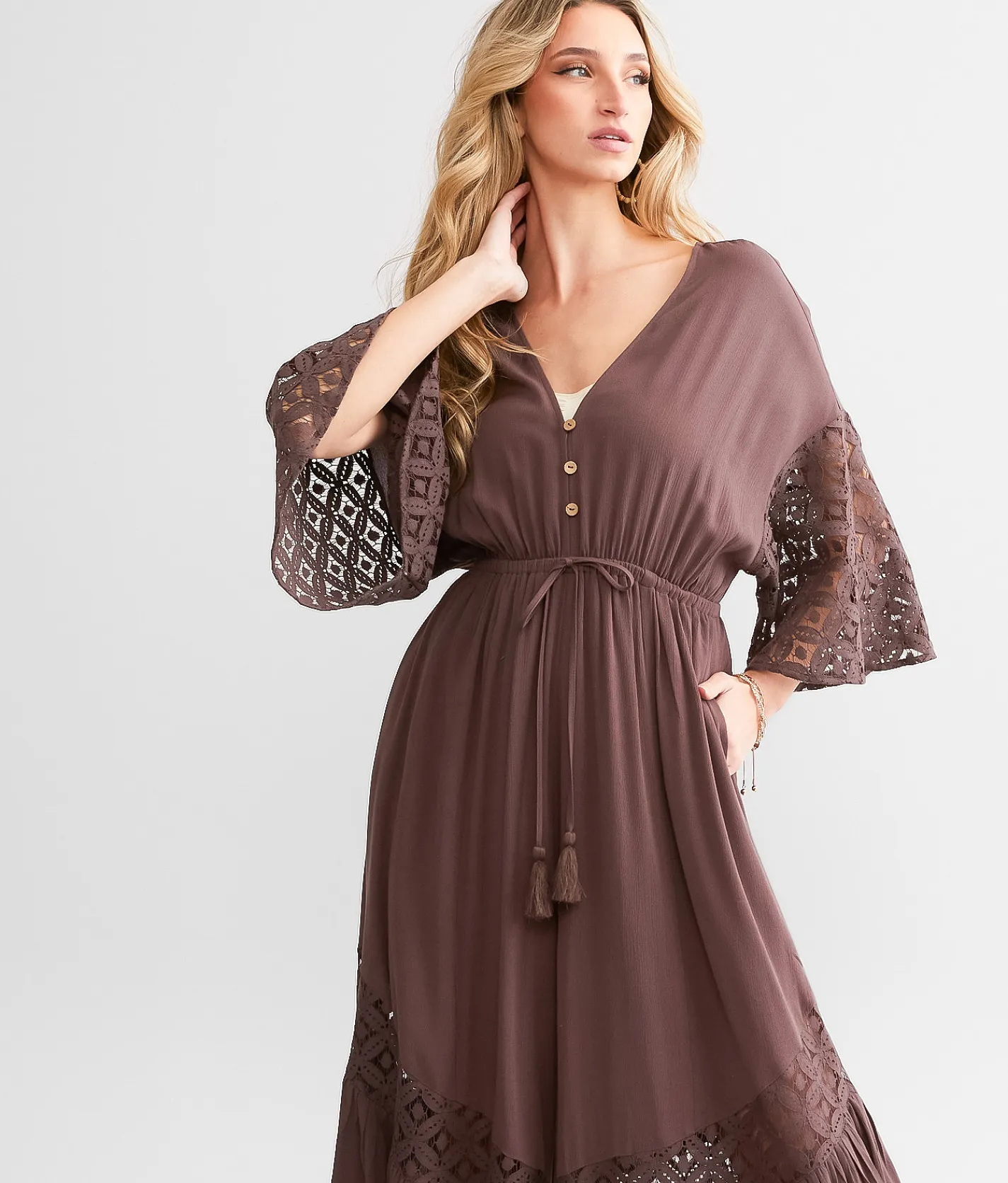 Rompers & Jumpsuits | Hyfve Crochet Wide Leg Jumpsuit Peppercorn