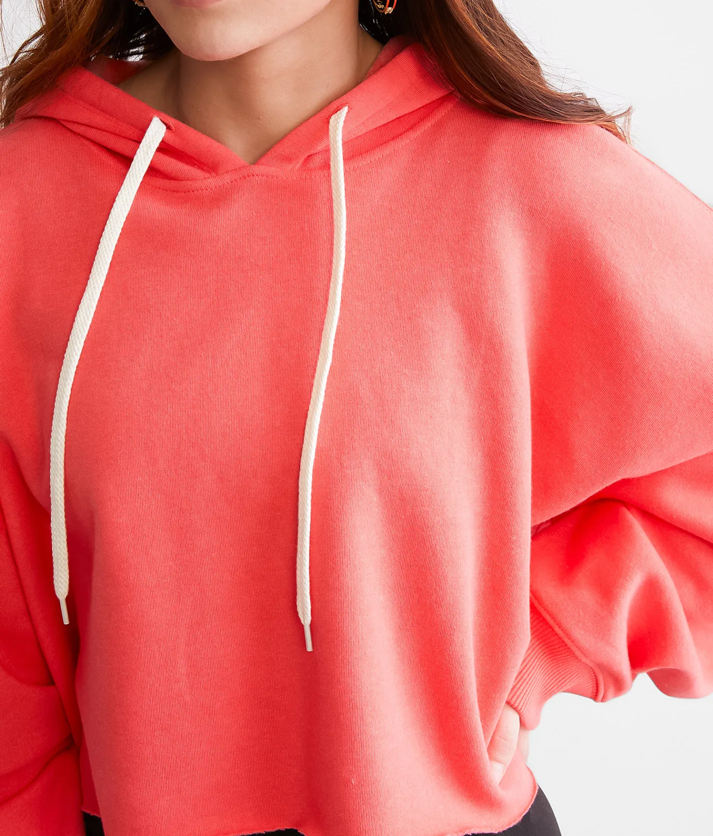 Tops | Gilded Intent Cropped Boxy Hooded Sweatshirt - One Size Grass Green