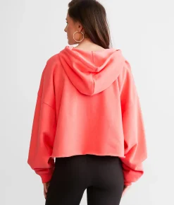 Tops | Gilded Intent Cropped Boxy Hooded Sweatshirt - One Size Grass Green