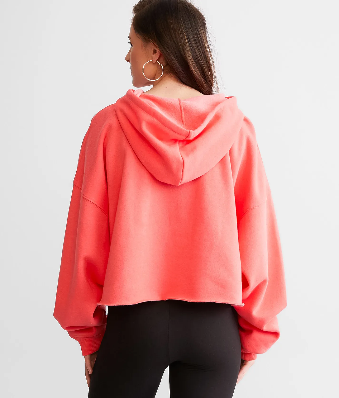 Tops | Gilded Intent Cropped Boxy Hooded Sweatshirt - One Size Grass Green