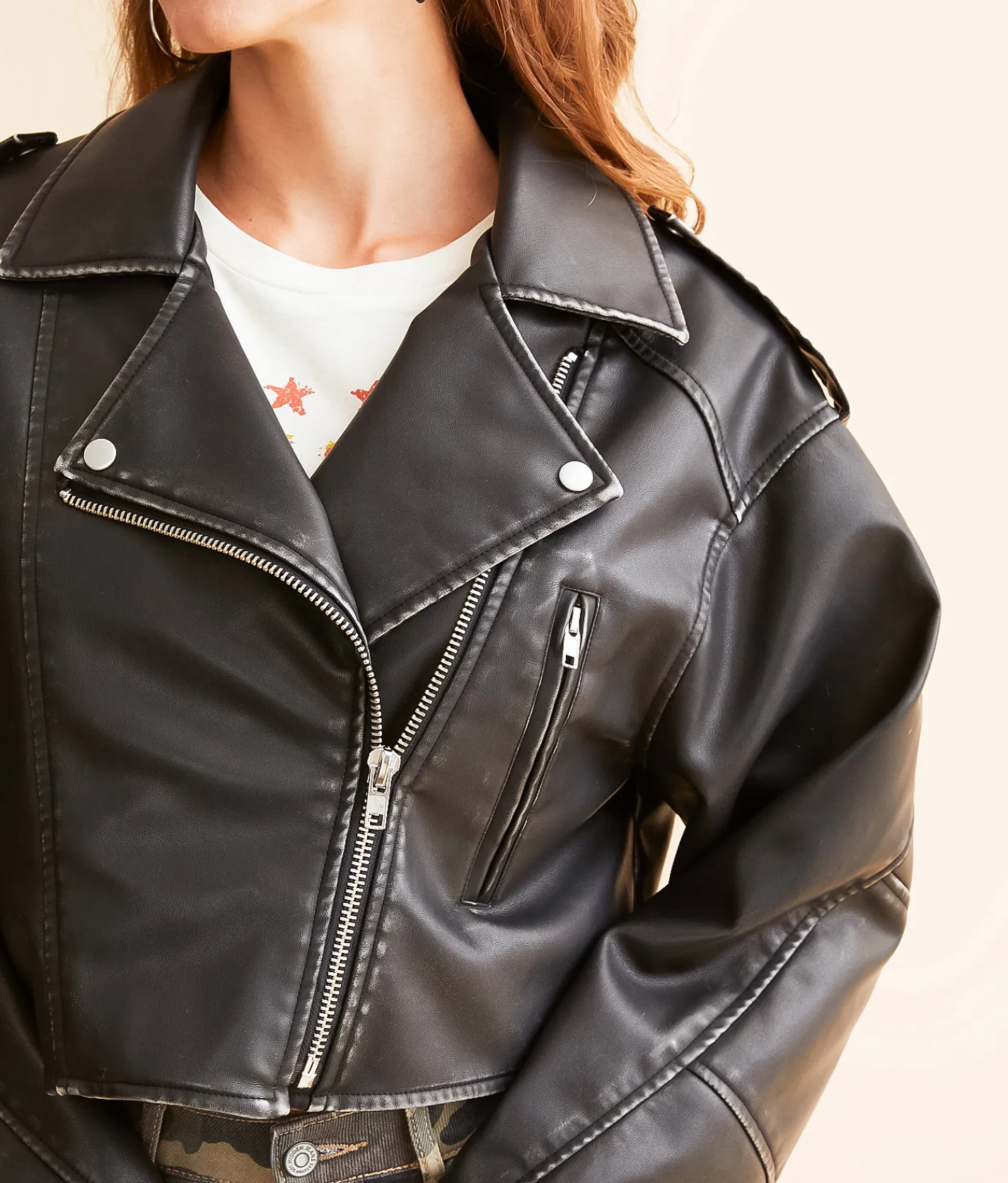 Tops|Coats & Jackets | Hyfve Cropped Faux Leather Moto Jacket Black