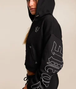 True Religion Cropped Hoodie Jet Black Sale
