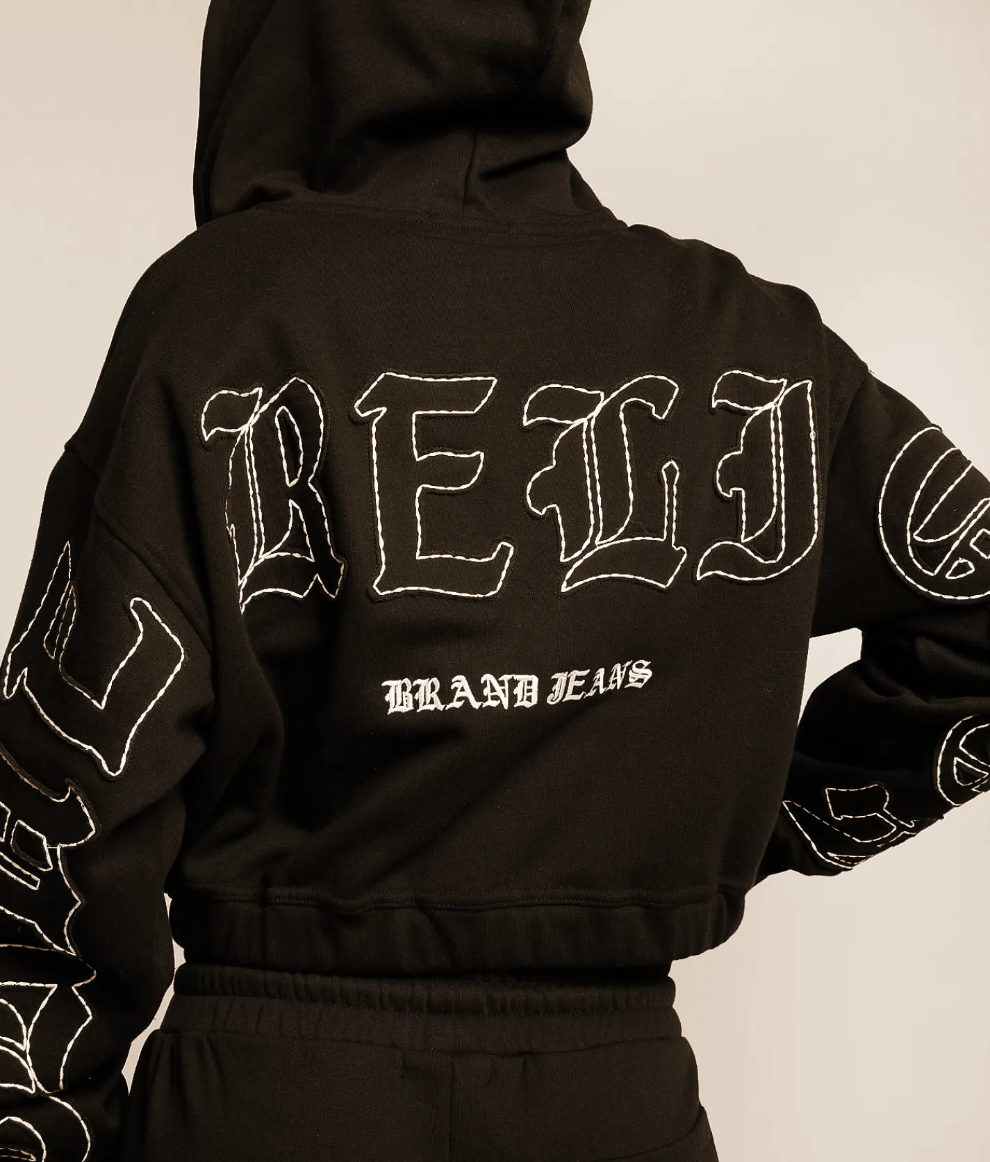 True Religion Cropped Hoodie Jet Black Sale