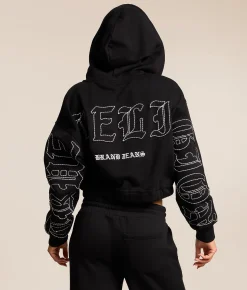 True Religion Cropped Hoodie Jet Black Sale