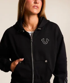True Religion Cropped Hoodie Jet Black Sale