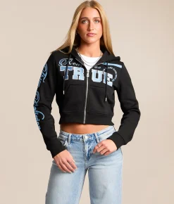 Tops | True Religion Cropped Hoodie Jet Black