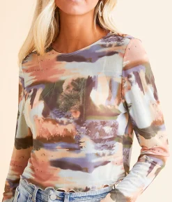 Tops | Willow & Root Cropped Mesh Top Sky Tan