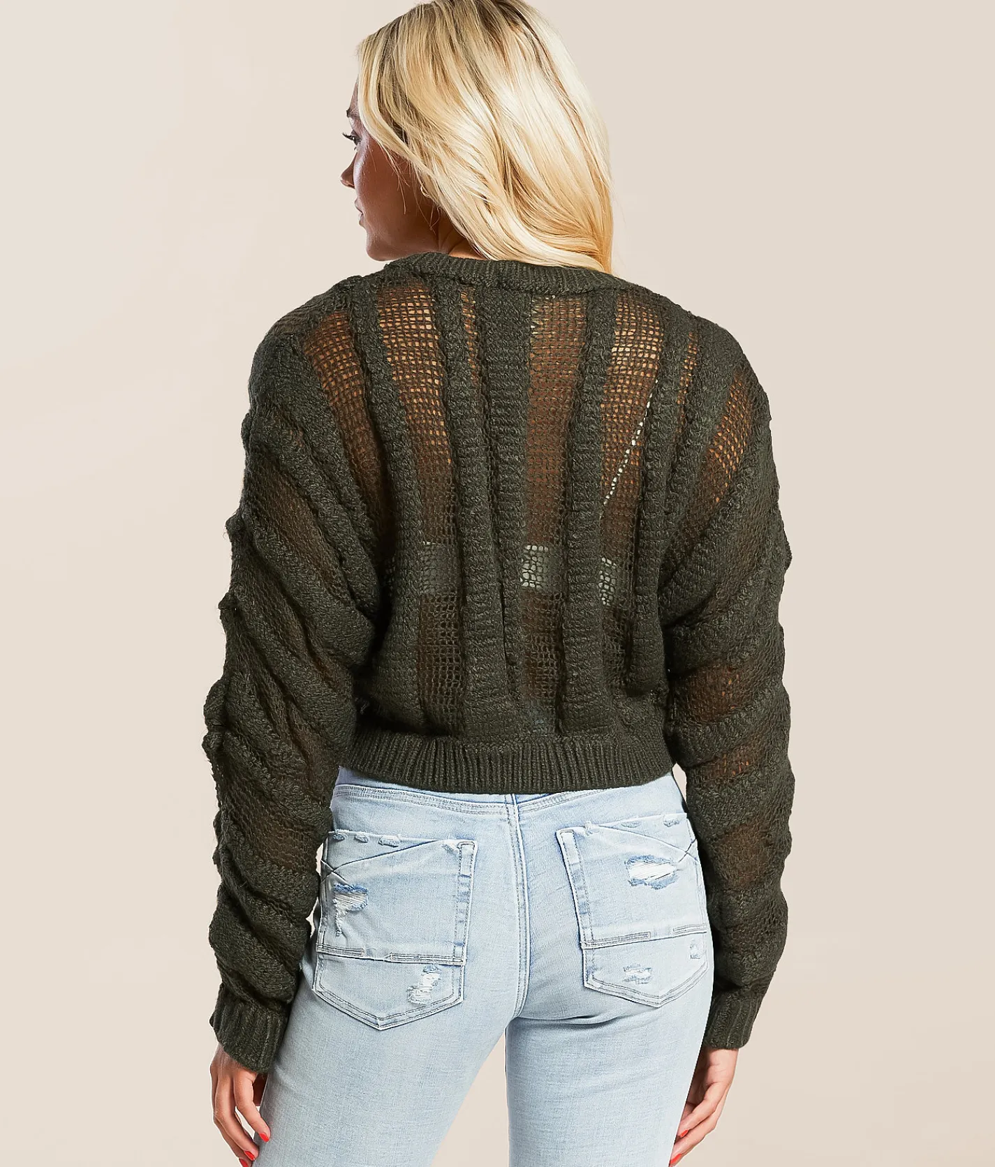Gilded Intent Cropped Open Stitch Sweater Climbing Ivy
