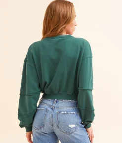 Tops | FITZ + EDDI Cropped Pullover Botanical Green