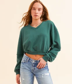 Tops | FITZ + EDDI Cropped Pullover Botanical Green