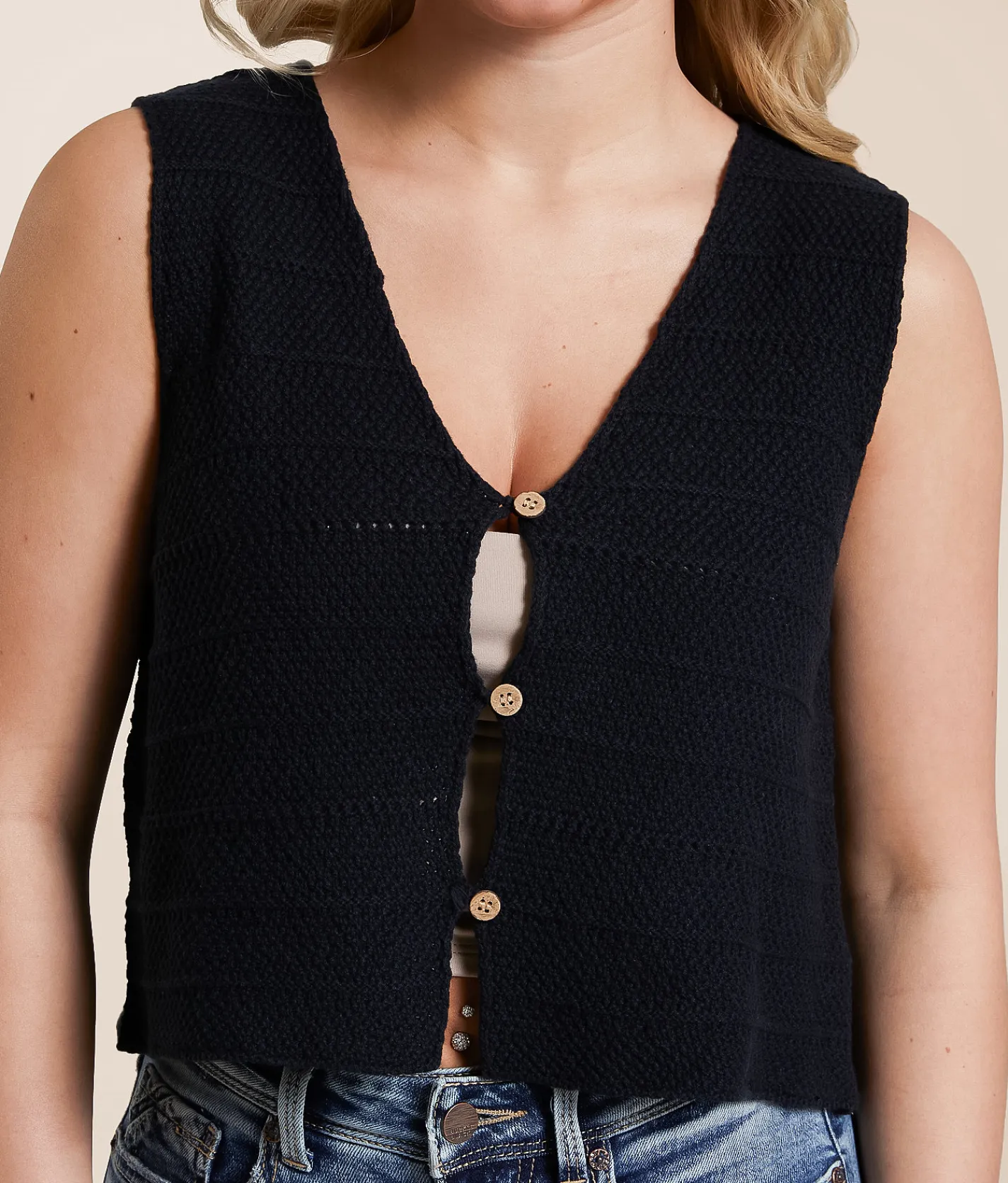Tops | Double Zero Cropped Sweater Tank Top Alpaca