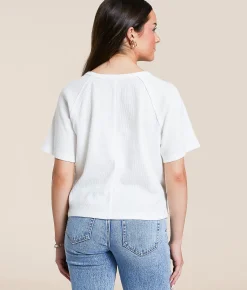 Tops | FITZ + EDDI Cropped Thermal Henley White
