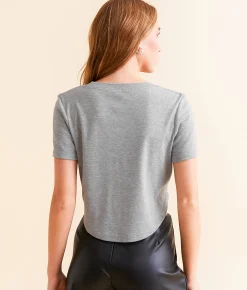 Tops | Bioworld 11 Cropped T-Shirt Heathered Grey