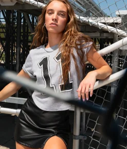Tops | Bioworld 11 Cropped T-Shirt Heathered Grey