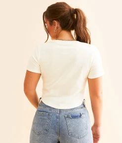 Tops | Bioworld 22 Cropped T-Shirt Cream