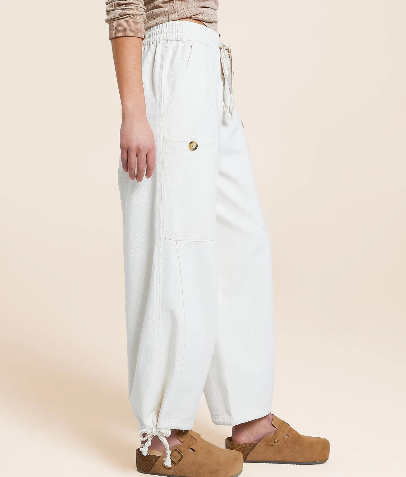 trend:notes Cropped Wide Leg Pant Cream Best