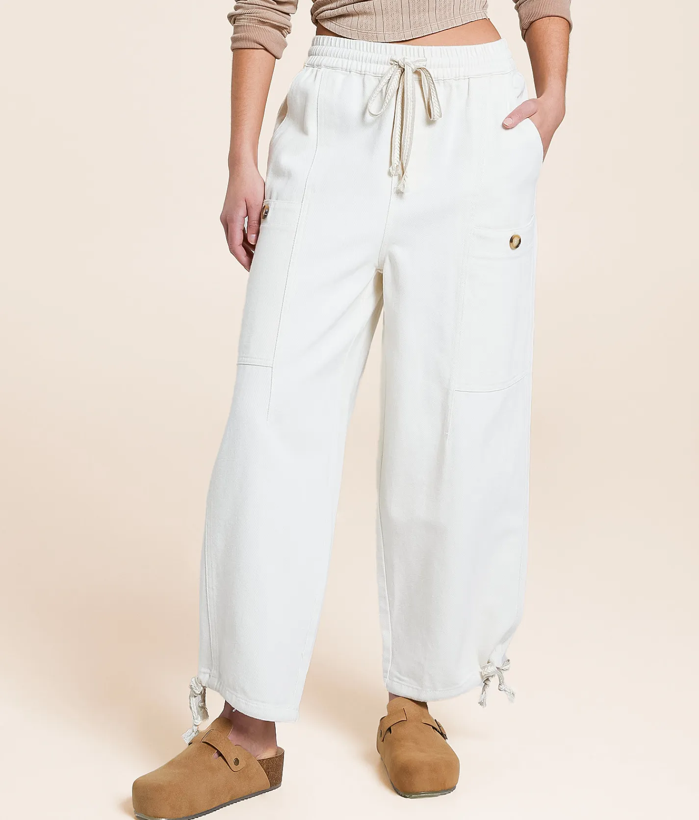 trend:notes Cropped Wide Leg Pant Cream Best