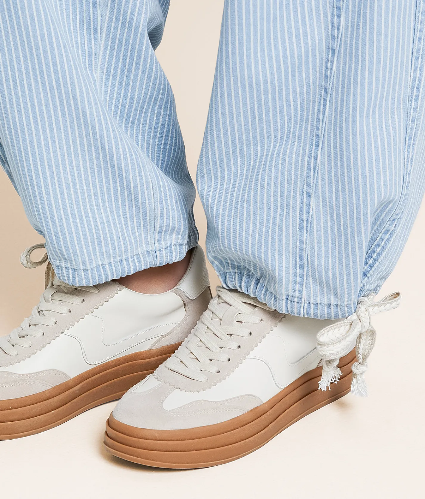 Bottoms | trend:notes Cropped Wide Leg Striped Pant Denim Stripe