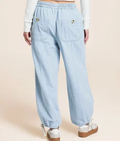 Bottoms | trend:notes Cropped Wide Leg Striped Pant Denim Stripe