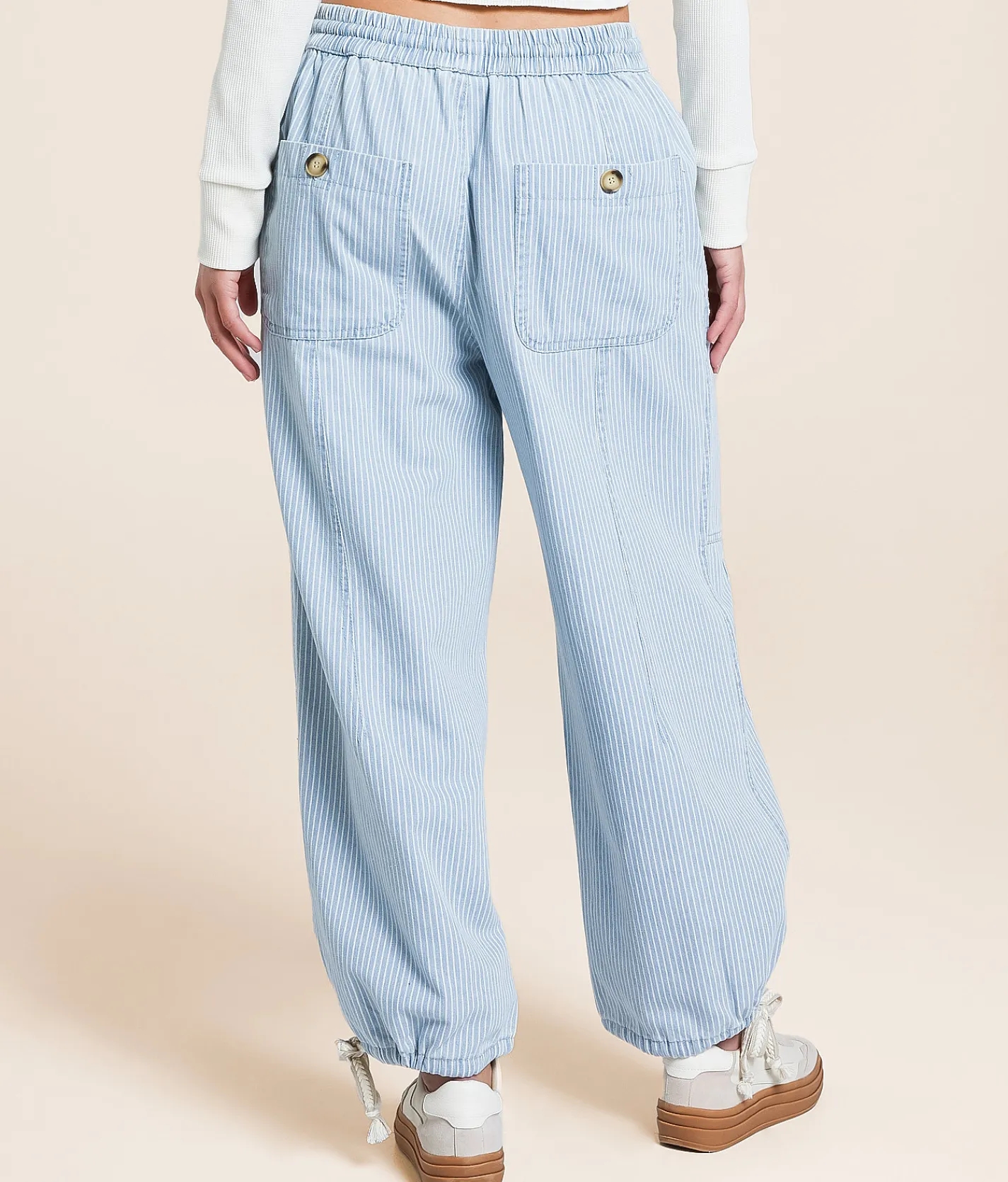 Bottoms | trend:notes Cropped Wide Leg Striped Pant Denim Stripe