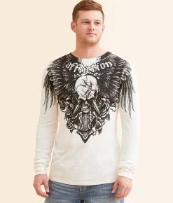Graphic T-Shirts | Affliction Crossed Over Thermal Vintage White