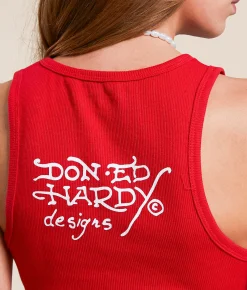 Tops | Ed Hardy Cross Tank Top Cherry