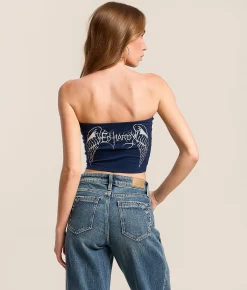 Ed Hardy Cross Wings Tube Top Navy Hot