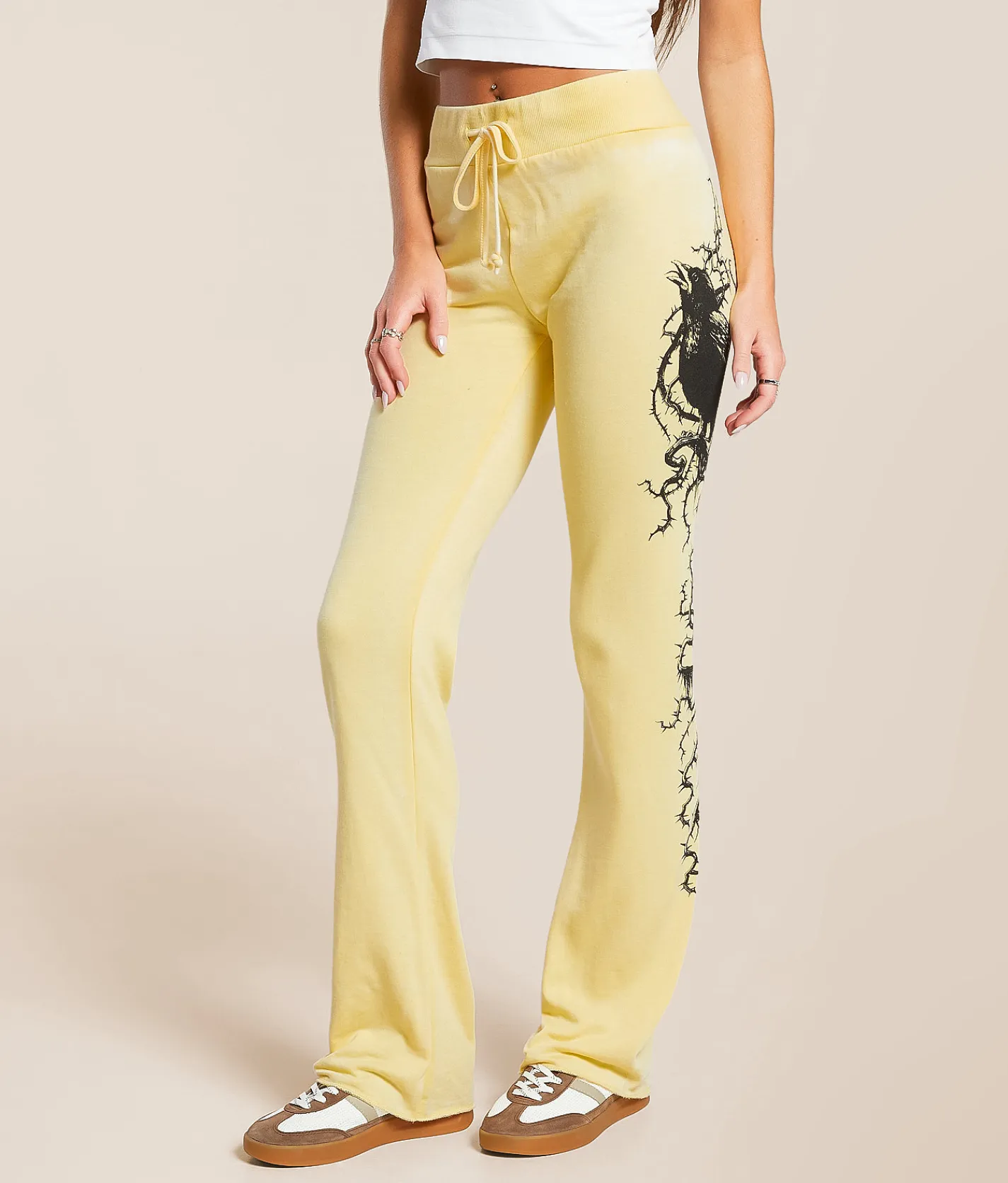 Bottoms | Affliction Crows Burnout Sweatpant Yellow