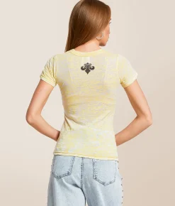 Tops | Affliction Crows Burnout T-Shirt Yellow Burnout