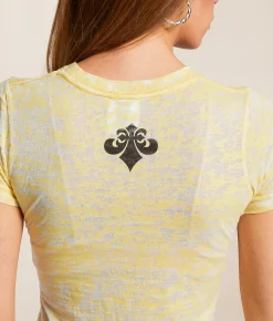 Tops | Affliction Crows Burnout T-Shirt Yellow Burnout