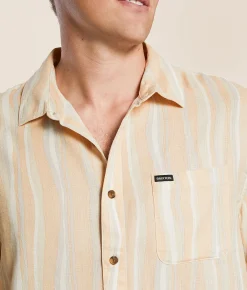 Tops | Brixton Cru Slub Shirt Hazelnut Painterly Stripe