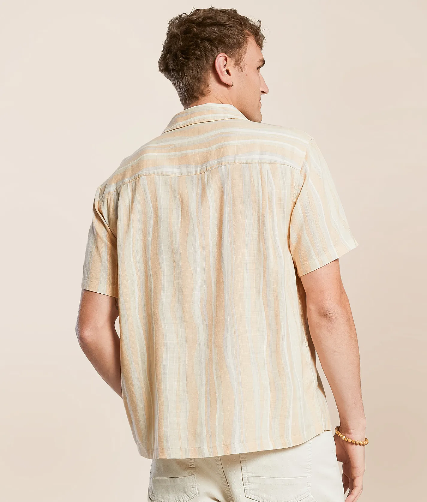Tops | Brixton Cru Slub Shirt Hazelnut Painterly Stripe