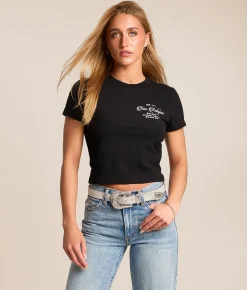 True Religion Crystal Buddha Cropped Baby T-Shirt Jet Black Hot
