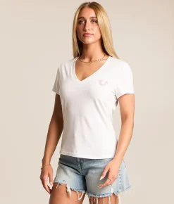 True Religion Crystal T-Shirt Optic White Clearance