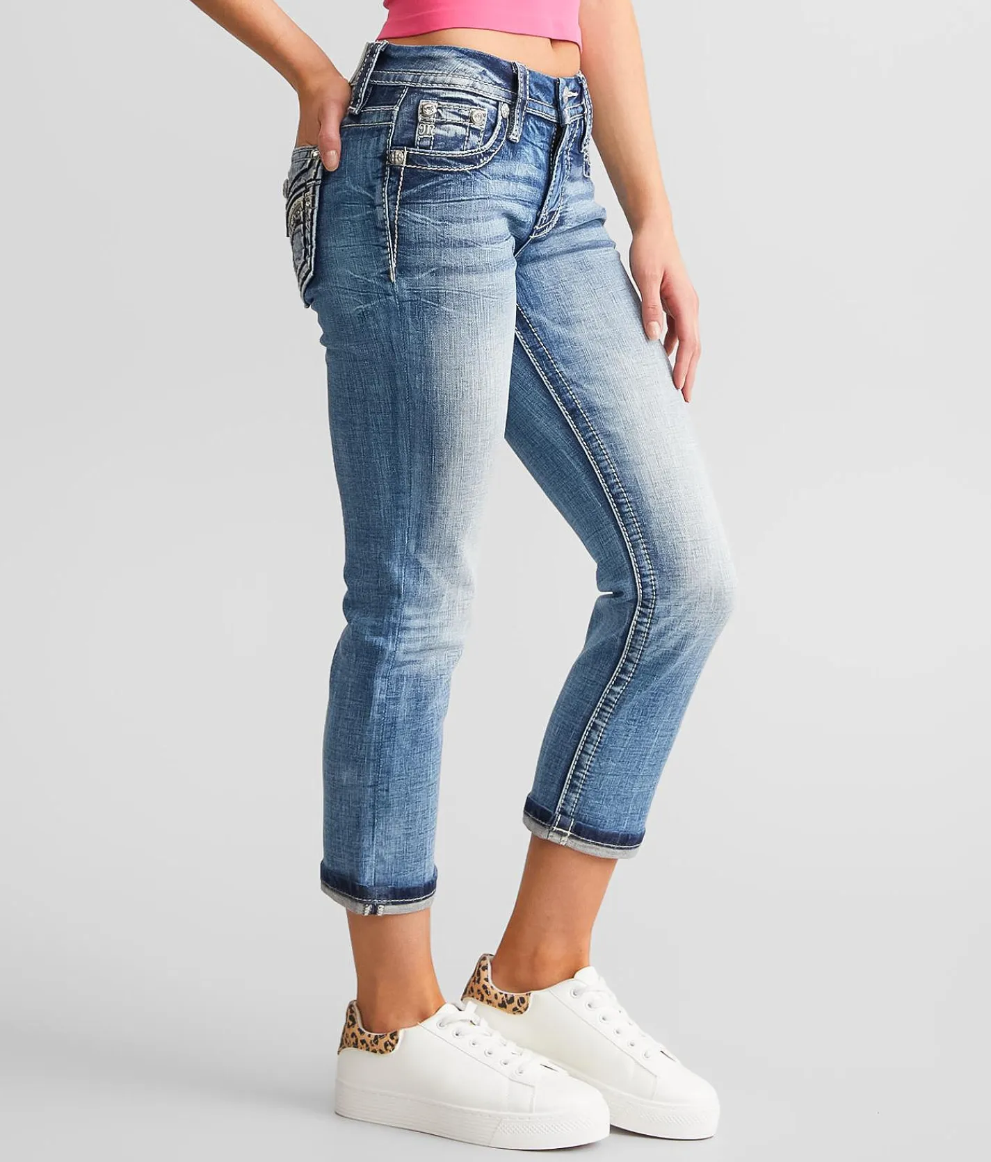 Jeans|Bottoms | Miss Me Cuffed Stretch Capri Jean M383