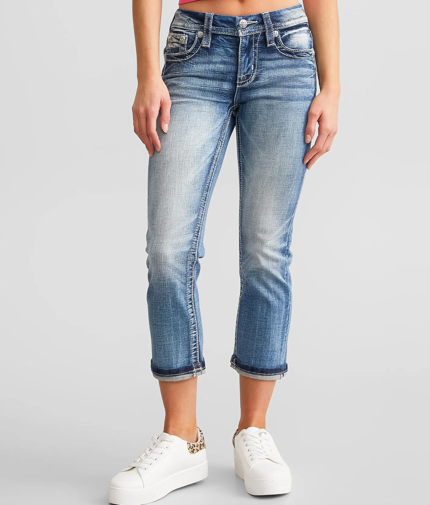 Jeans|Bottoms | Miss Me Cuffed Stretch Capri Jean M383