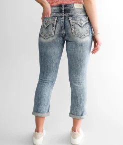 Miss Me Curvy Mid-Rise Cuffed Stretch Capri Jean M383 Clearance